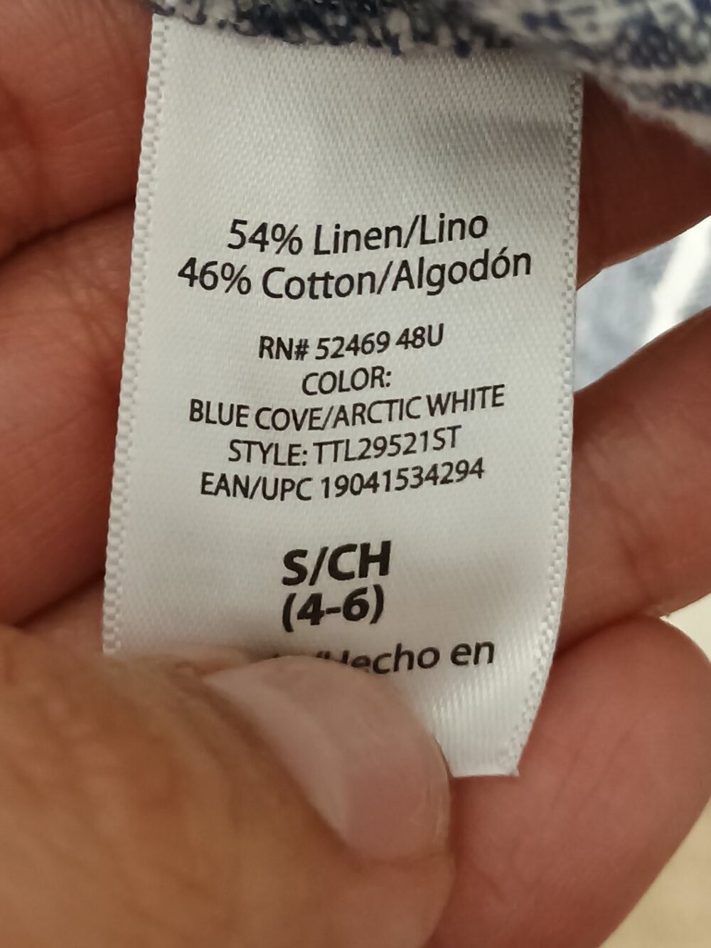 Time and Tru Blue White Striped Linen Blend Handkerchief Hem Swing Dress - Picture 7 of 7